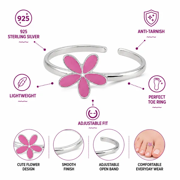 925_Sterling_Silver_Floral_Pink_Toe_Ring_for_Women