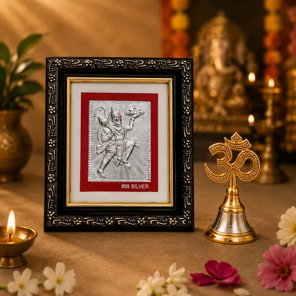 999_Fine_Silver_Ganesha_Frame_with_Om_Bell_Premium_Spiritual_Gift_Hamper_