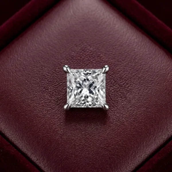 925_Sterling_Silver_Princess_Cut_Men's_earrings(Single)