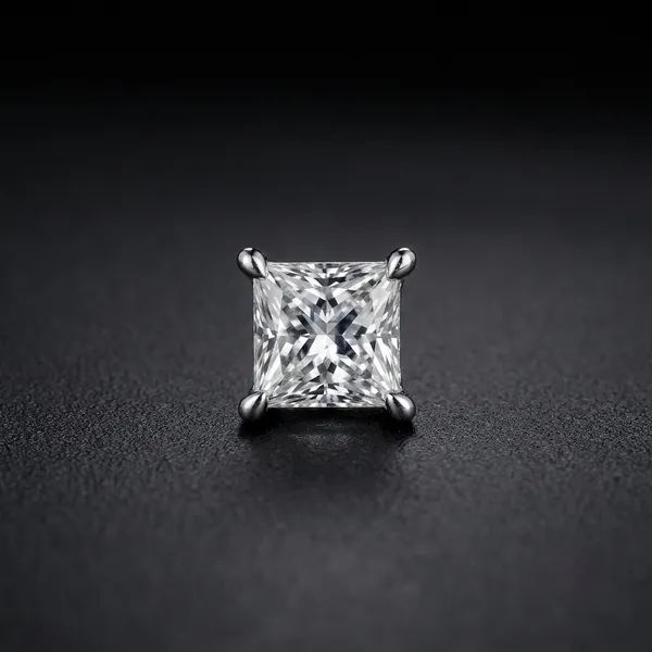 925_Sterling_Silver_Princess_Cut_Men's_earrings(Single)