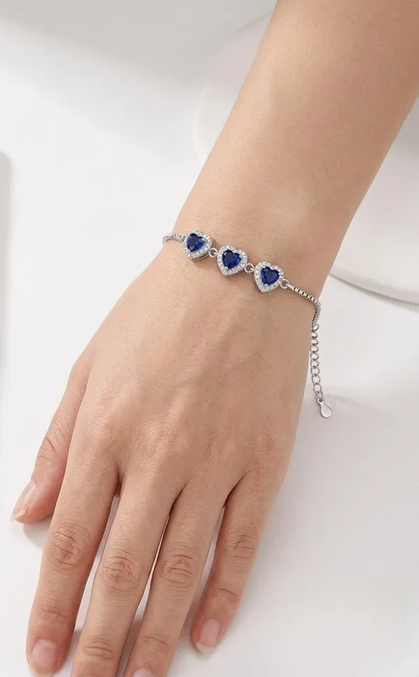 925_Sterling_Silver_3-Blue_Heart_Halo_Bracelet