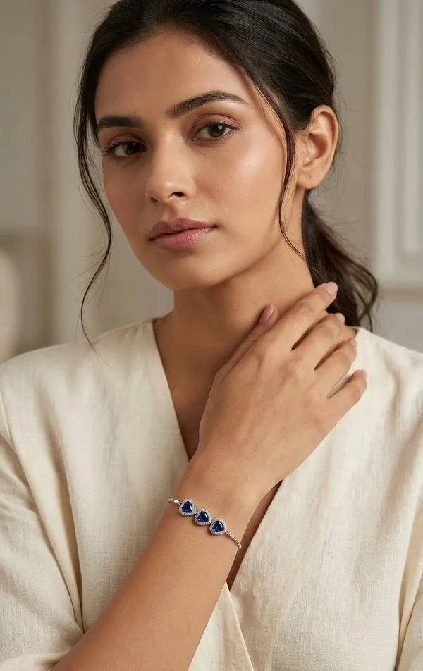 925_Sterling_Silver_3-Blue_Heart_Halo_Bracelet