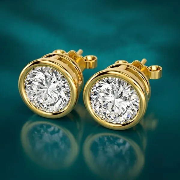 925_Sterling_Silver_With_22k_Gold_Plated_Classic_Solitaire_Men's_Stud_in_Pair