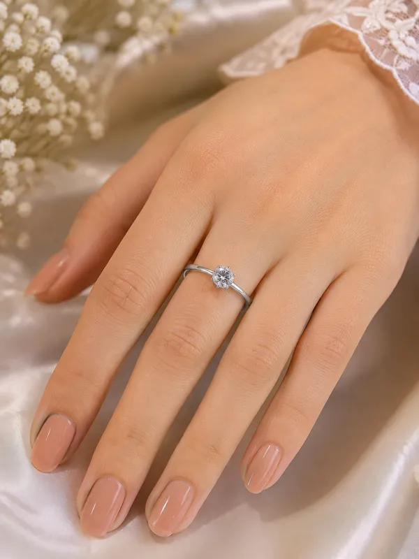 925_Sterling_Silver_Solitaire_White_Stone_Adjustable_Ring