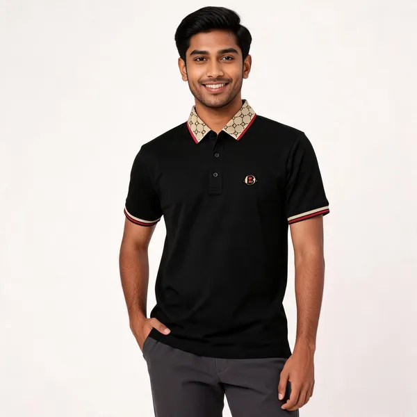 Black_Cotton_Contrast_Collar_Polo_T-Shirt_For_Men