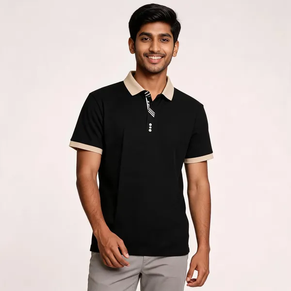 Black_Cotton_Contrast_Collar_Polo_T-Shirt_For_Men