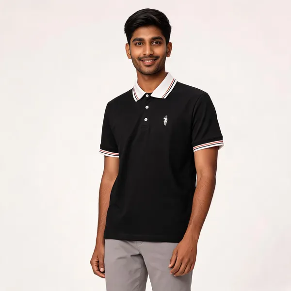 Black_Cotton_Tipped_Collar_Polo_T-Shirt_For_Men