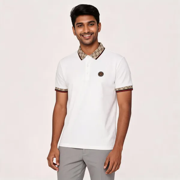 White_Cotton_Slim_Fit_Polo_T-Shirt_For_Men