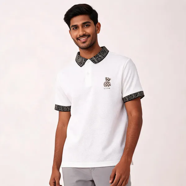 White_Cotton_Contrast_Collar_Polo_T-Shirt_For_Men