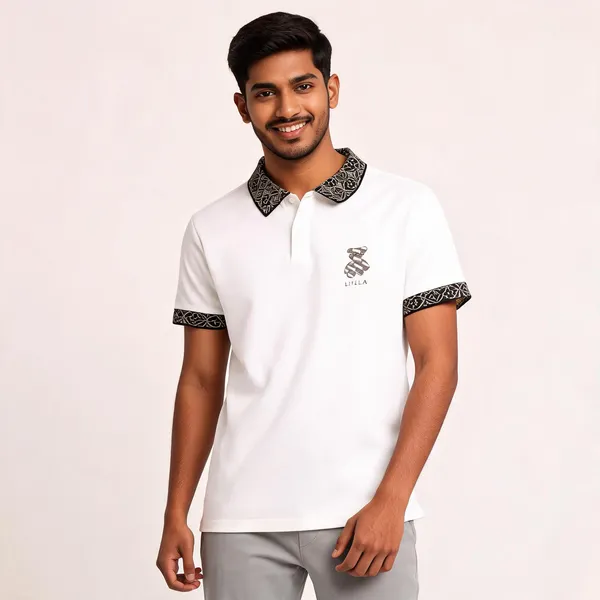 White_Cotton_Contrast_Collar_Polo_T-Shirt_For_Men