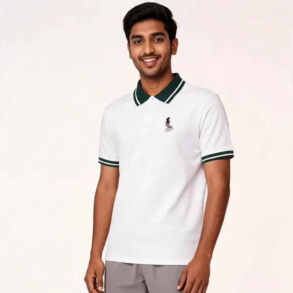 White_Lycra(Jaquard)_Striped_Collar_Polo_T-Shirt_For_Men