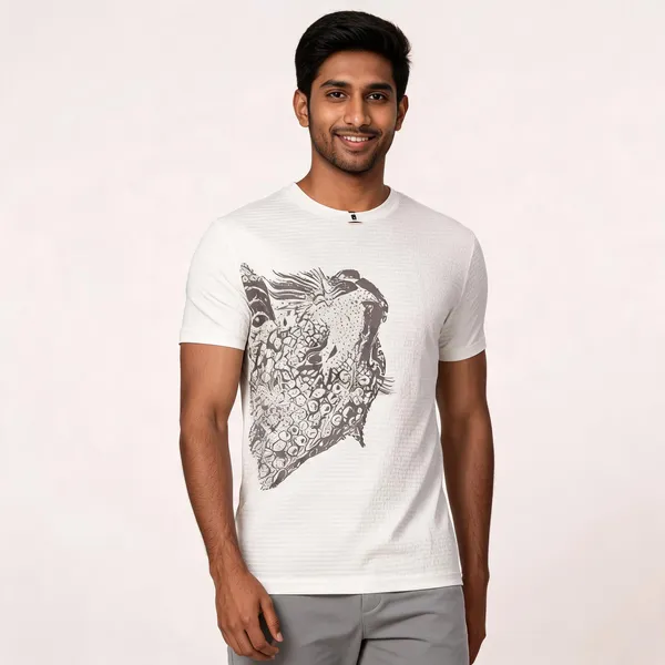 White_Lycra(Jaquard)Graphic_Print_Round_Neck_T-Shirt_For_Men