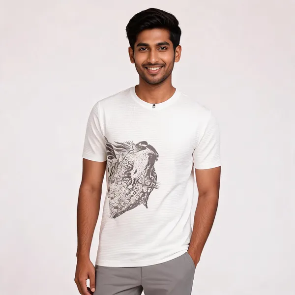 White_Lycra(Jaquard)Graphic_Print_Round_Neck_T-Shirt_For_Men