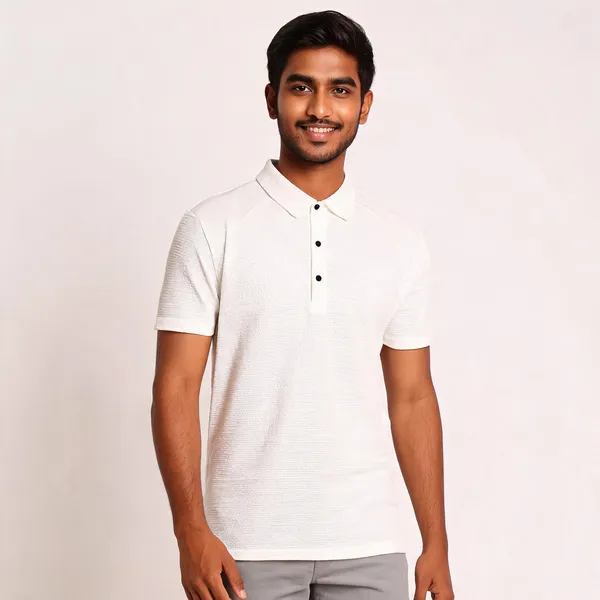 White_Lycra(Jaquard)_Collared_Polo_T-Shirt_For_Men