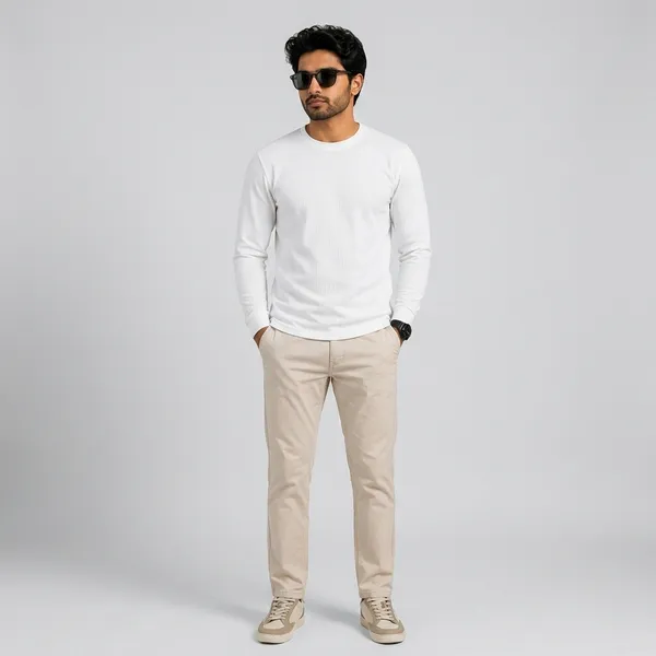 White_Cotton_Full_Sleeve_Round_Neck_T-Shirt_For_Men