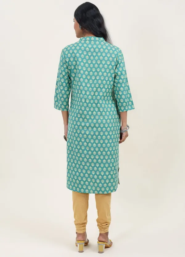 Neutone_Women_Printed_Straight_Kurta_(Dark_Green)