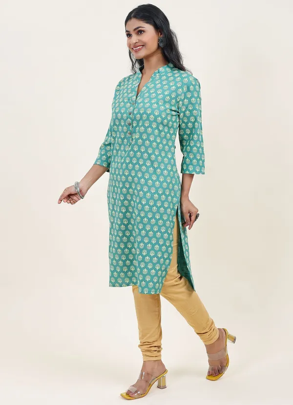 Neutone_Women_Printed_Straight_Kurta_(Dark_Green)