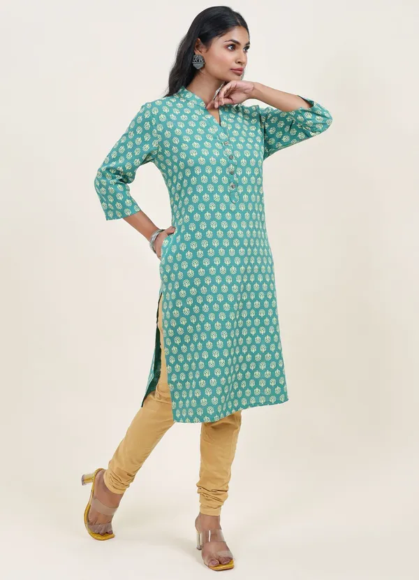 Neutone_Women_Printed_Straight_Kurta_(Dark_Green)