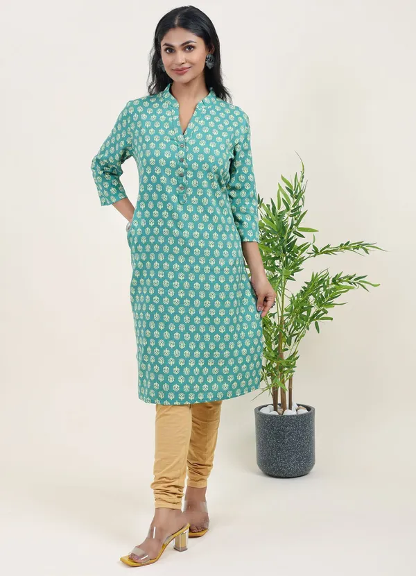 Neutone_Women_Printed_Straight_Kurta_(Dark_Green)