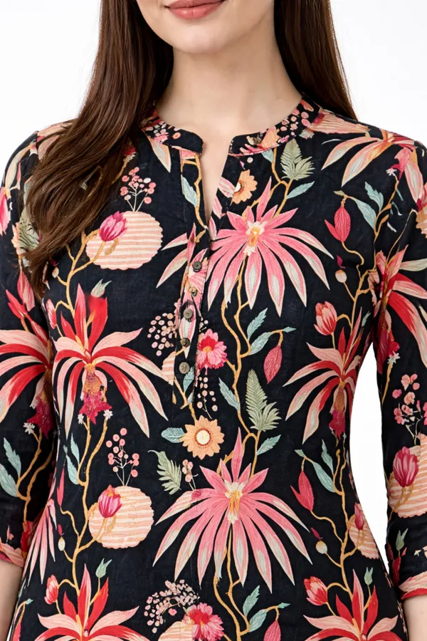 Neutone_Women_Floral_Print_Straight_Kurta_(Black,_Pink)