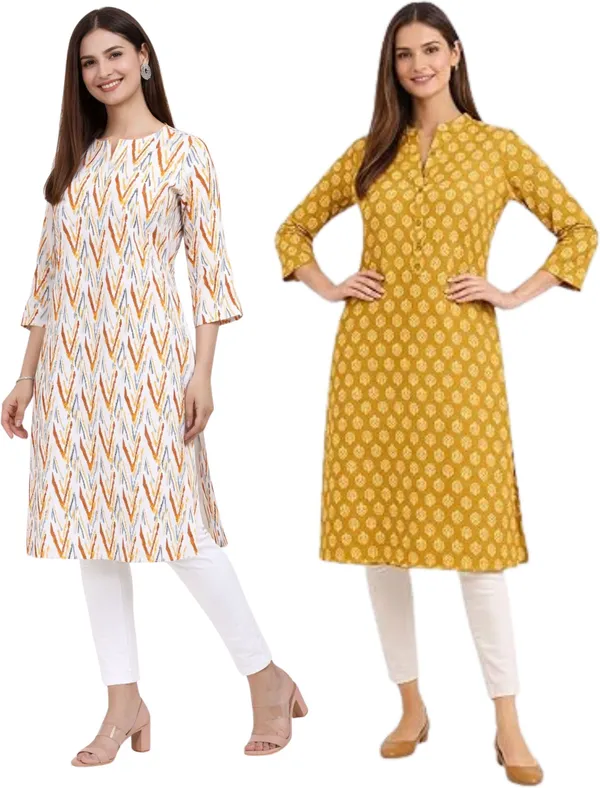 Neutone_Women_Block_Print,_Geometric_Print_Straight_Kurta_(Gold,_Multicolor)_(Pack_Of_2_)