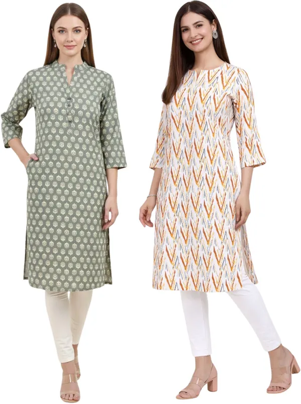 Neutone_Women_Block_Print,_Geometric_Print_Straight_Kurta_(Grey,_Multicolor)_(Pack_Of_2_)