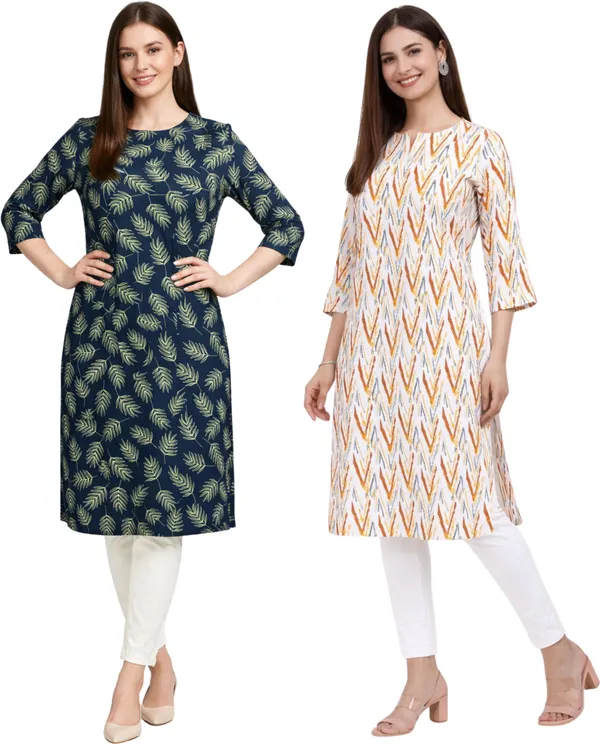 Neutone_Women_Geometric_Print,_Floral_Print_Straight_Kurta_(Blue,_Maroon)_(Pack_Of_2_)
