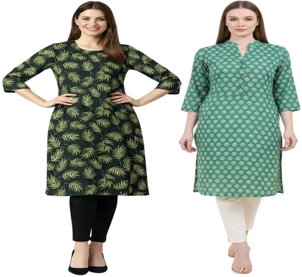 Neutone_Women_Printed_Straight_Kurta_(Dark_Green,_Green)_(Pack_Of_2_)