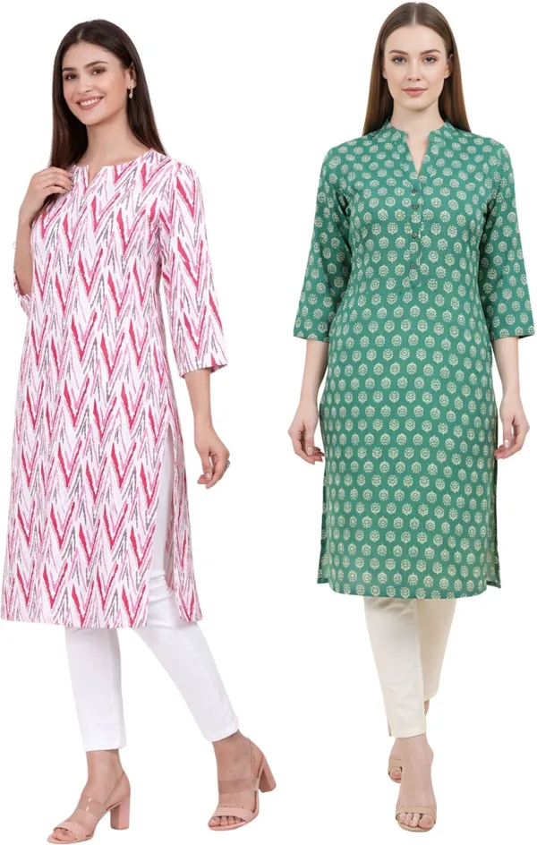 Neutone_Women_Printed_Straight_Kurta_(Green,_Pink)_(Pack_Of_2_)