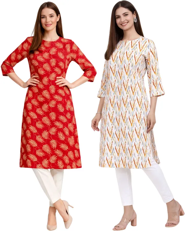 Neutone_Women_Floral_Print,_Geometric_Print_Straight_Kurta_(Red,_Multicolor)_(Pack_Of_2_)