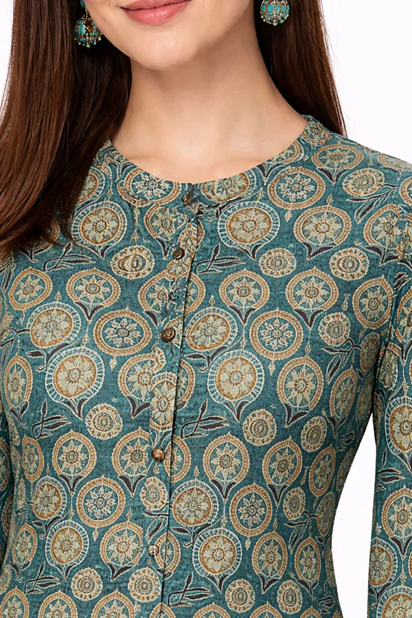 Neutone_Women_Block_Print_Straight_Kurta_(Green)