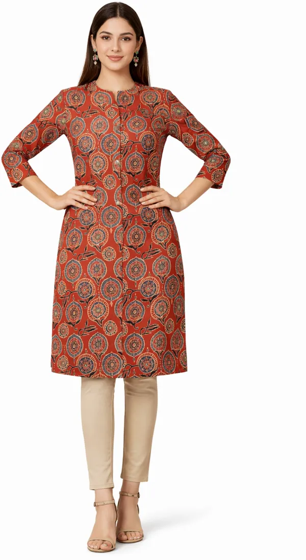 Neutone_Women_Block_Print_Straight_Kurta_(Brown)