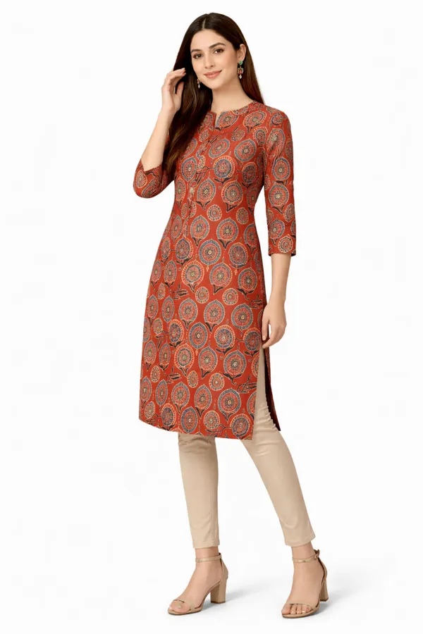 Neutone_Women_Block_Print_Straight_Kurta_(Brown)