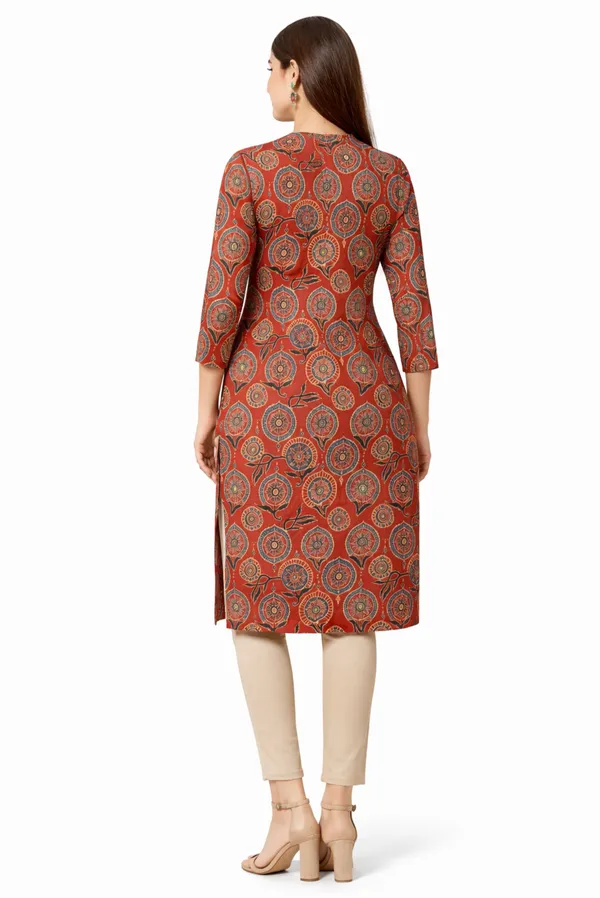Neutone_Women_Block_Print_Straight_Kurta_(Brown)