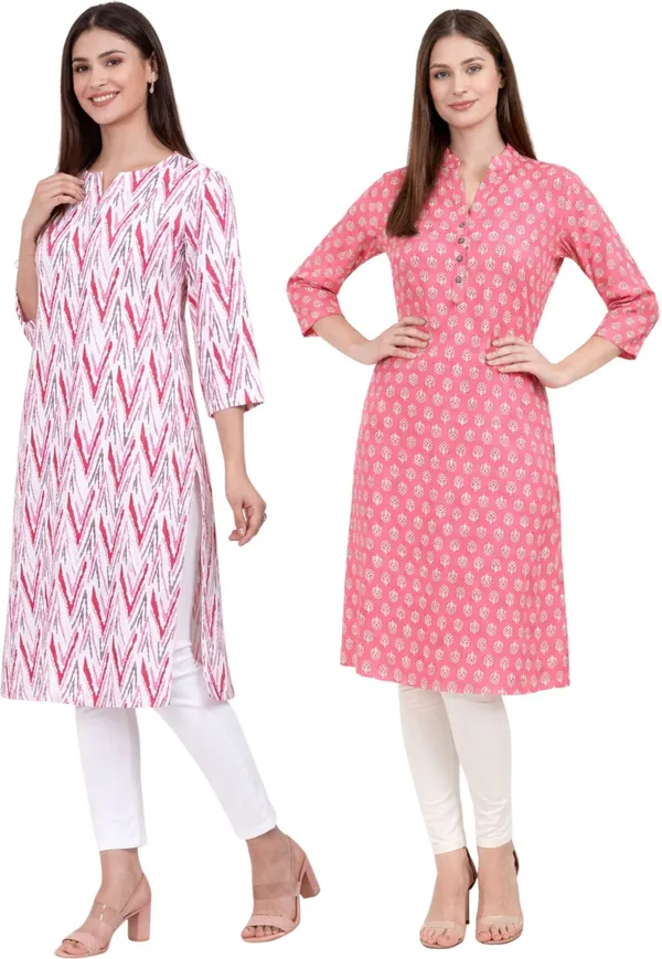 Neutone_Women_Block_Print,_Geometric_Print_Straight_Kurta_(Pink,_Multicolor)_(Pack_Of_2_)