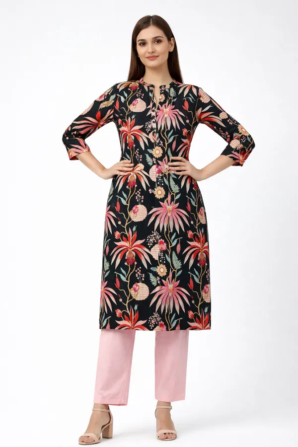 Neutone_Women_Floral_Print_Straight_Kurta_(Black,_Pink)