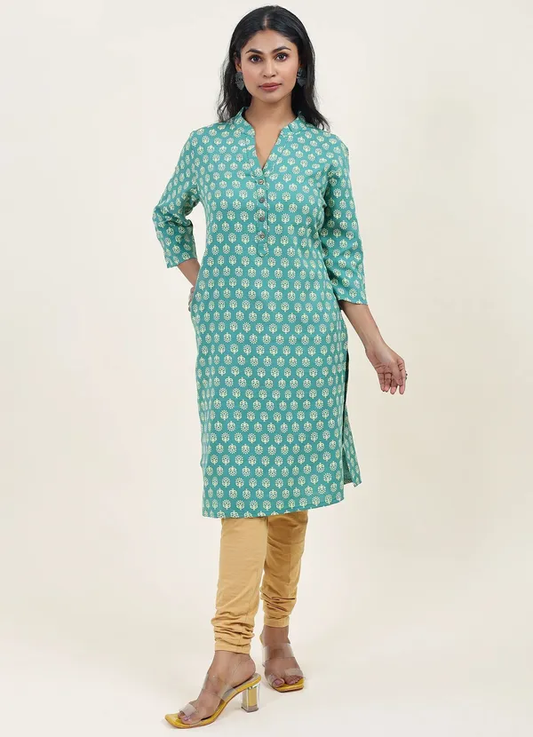 Neutone_Women_Printed_Straight_Kurta_(Dark_Green)