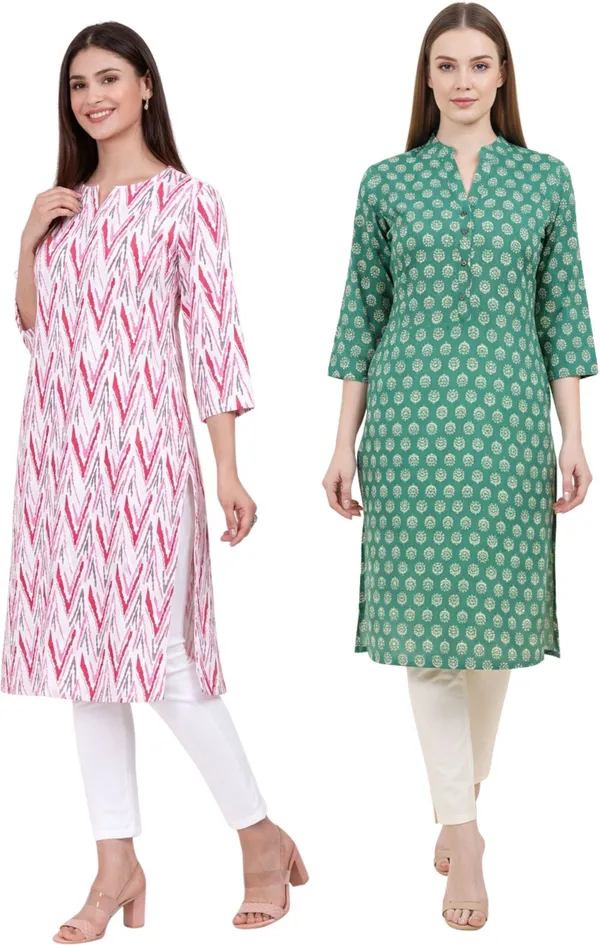 Neutone_Women_Printed_Straight_Kurta_(Green,_Pink)_(Pack_Of_2_)