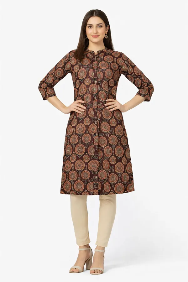 Neutone_Women_Block_Print_Straight_Kurta_(Brown)