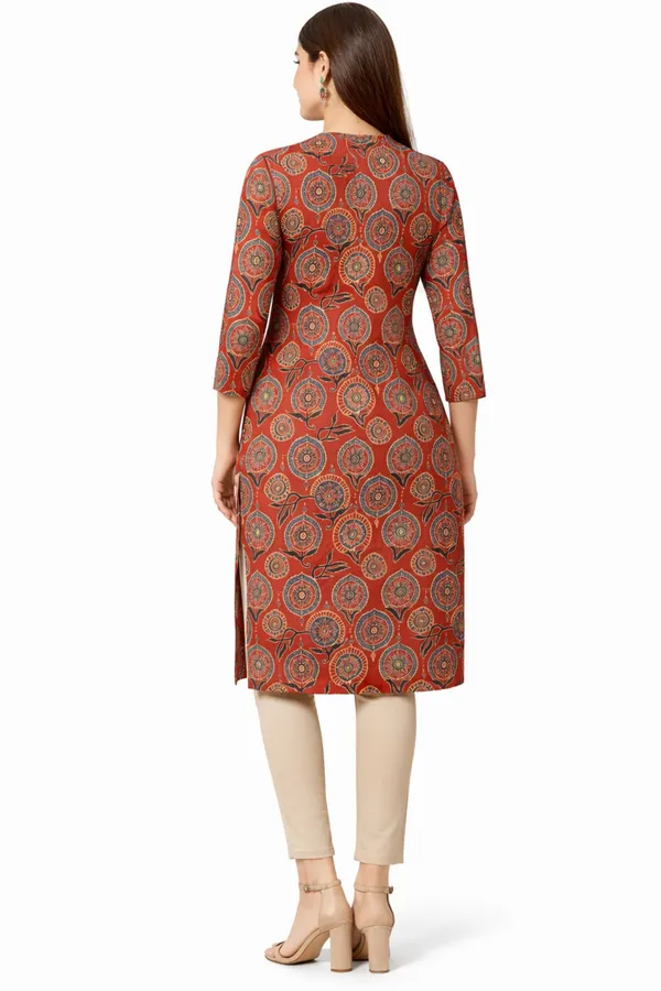 Neutone_Women_Block_Print_Straight_Kurta_(Brown)