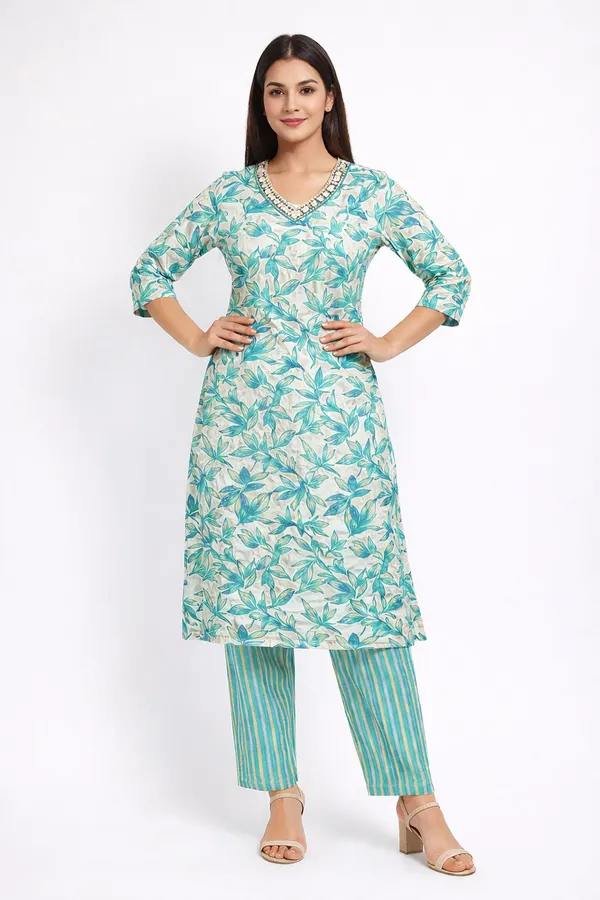 Neutone_Women_Floral_Print,_Embellished_Straight_Kurta_(Beige,_Light_Blue)