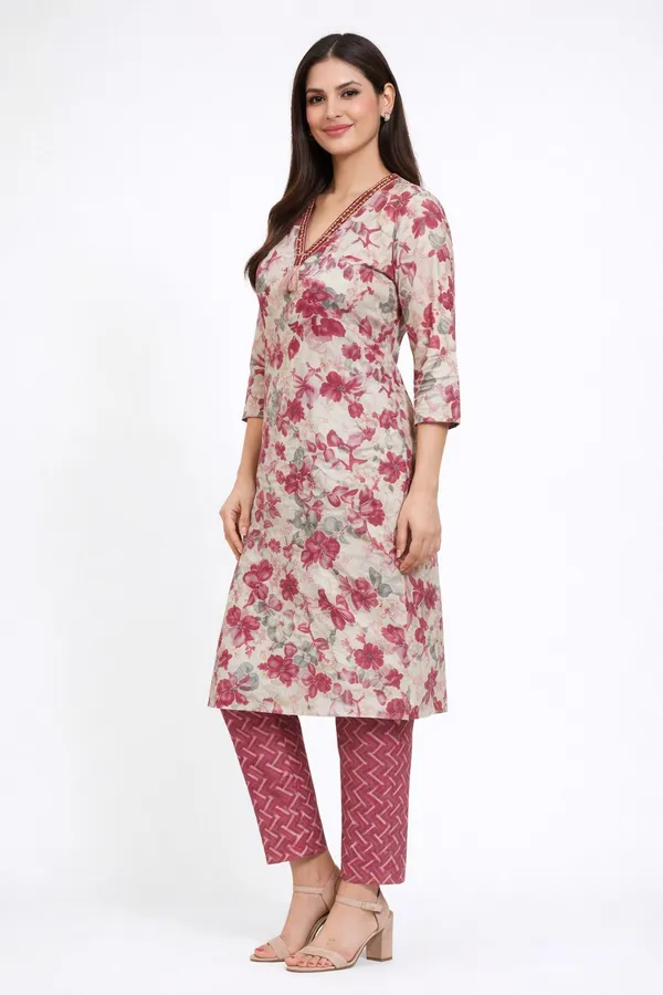 Neutone_Women_Floral_Print_Straight_Kurta_(Pink,_Beige)