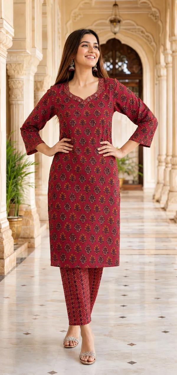 Neutone_Women_Printed_Straight_Kurta_(Maroon)