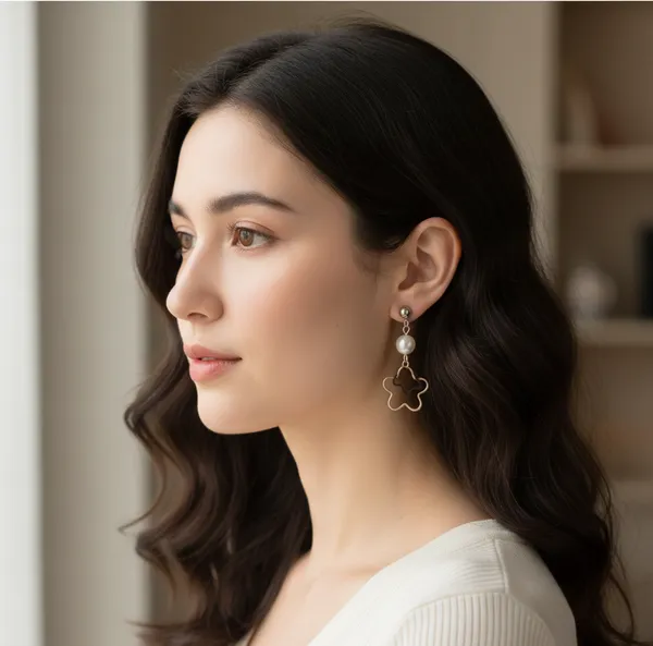 Golden_Floral_Pearl_Drop_Earrings