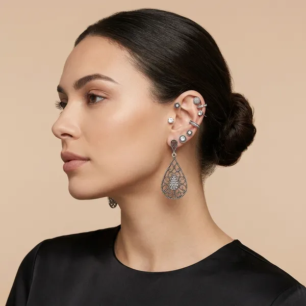 Trendy_American_Diamond_Vintage_Retro_Mesmerizing_Stud_And_Droplets_Earrings_For_Women/Girls