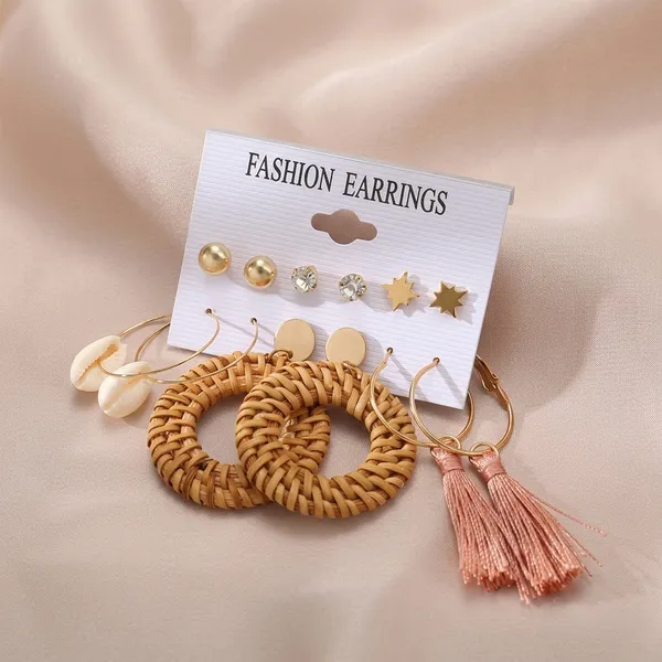 Exquisite_Ad_Thread_Design_Gold_Plated_6_Pair_Of_Earrings_For_Women/Girls