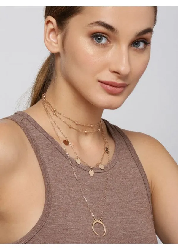 Moon_Triple_Layered_Fashion_Necklace_For_Women/Girls
