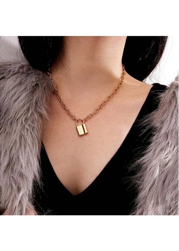 Mesmerizing_Lock_Design_Gold_Plated_Necklace_For_Women/Girls