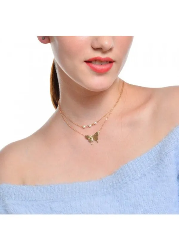 Tantalizing_Pearl_Butterfly_Gold_Plated_Multi_Layer_Necklace_For_Women/Girls