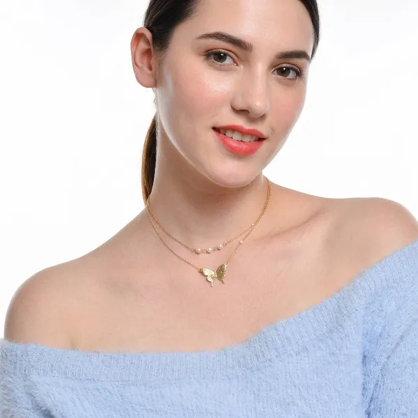 Tantalizing_Pearl_Butterfly_Gold_Plated_Multi_Layer_Necklace_For_Women/Girls